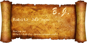 Babitz János névjegykártya